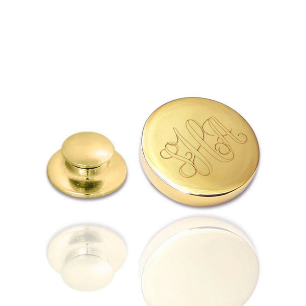 Revers Pin Glans Rond met Monogram gravure - Goudkleurig