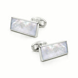 Zilveren Manchetknopen Rechthoek Parelmoer - Sterling Zilver
