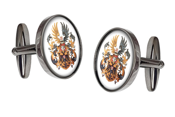 Manchetknopen Ovaal met uw eigen Familiewapen - Antraciet