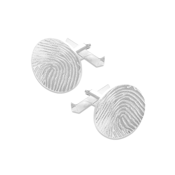 Zilveren Manchetknopen Ovaal met Vingerafdrukgravure - Sterling Zilver