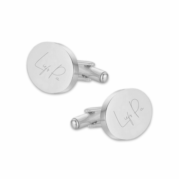 Manchetknopen Ovaal Glans met gravure Handschrift - Zilverkleurig