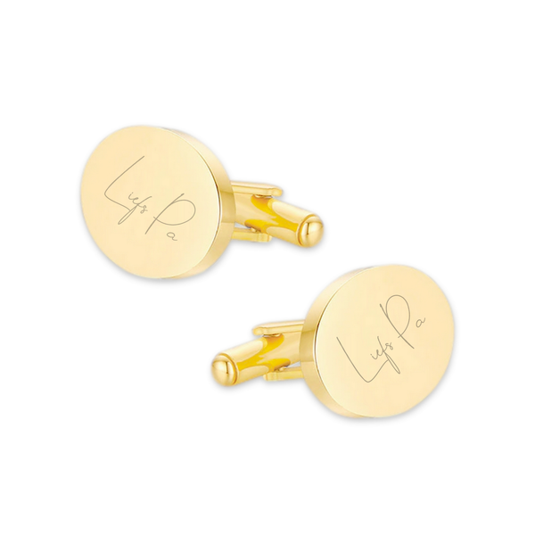 Manchetknopen Ovaal Glans met gravure Handschrift - Goudkleurig