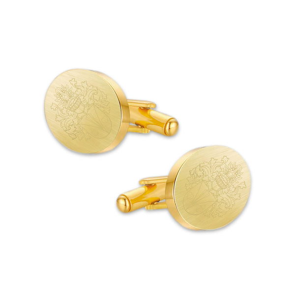 Manchetknopen Ovaal Mat met uw Familiewapen gravure - Goudkleurig
