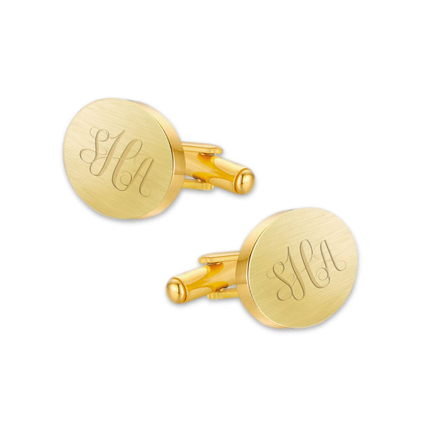 Manchetknopen Ovaal Mat met Monogram gravure - Goudkleurig
