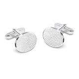 Ovale manchetknopen van 925 sterling zilver met persoonlijke vingerafdrukgravure