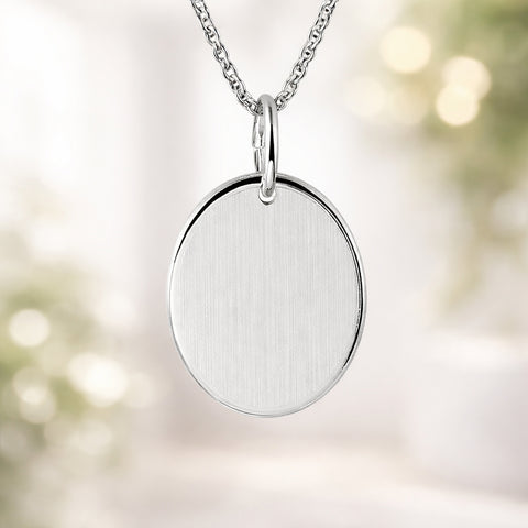 Graveerhanger Ovaal mat 19 x 16 mm 925/1000 Zilver - inclusief lettergravure