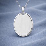 Graveerhanger Ovaal mat 19 x 16 mm 925/1000 Zilver - inclusief lettergravure