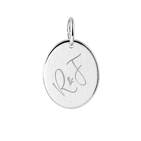 Graveerhanger Ovaal mat 19 x 16 mm 925/1000 Zilver - inclusief lettergravure