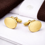 Manchetknopen Ovaal Mat met Datum en Lettergravure - Goudkleurig Gematteerd