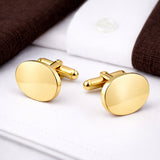 Manchetknopen Ovaal Glans met Datum en Lettergravure - Goudkleurig