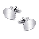 Manchetknopen Ovaal Mat met uw Familiewapen gravure - Zilverkleurig