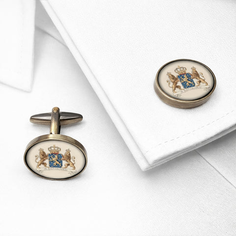 Ovale manchetknopen met het Wapen van Nederland - Oorspronkelijke uitvoering