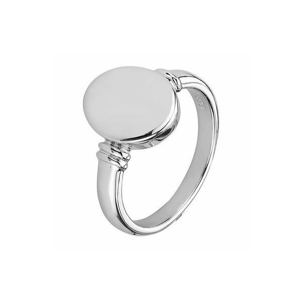 Ovale damesring van gerhodineerd zilver