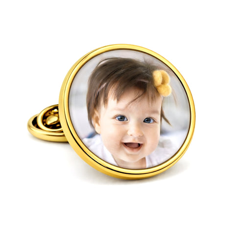 Revers pin met uw eigen foto - Goudkleurig