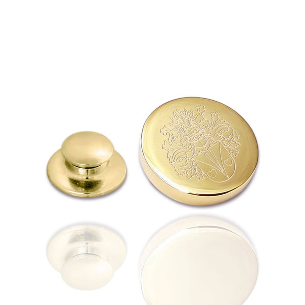 Revers Pin Glans Rond met uw Familiewapen gravure - Goudkleurig