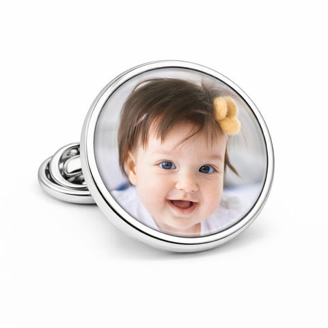 Revers pin met uw eigen foto - Zilverkleurig