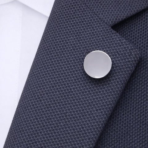 Revers Pin Rond Glans met Lettergravure - Zilverkleurig