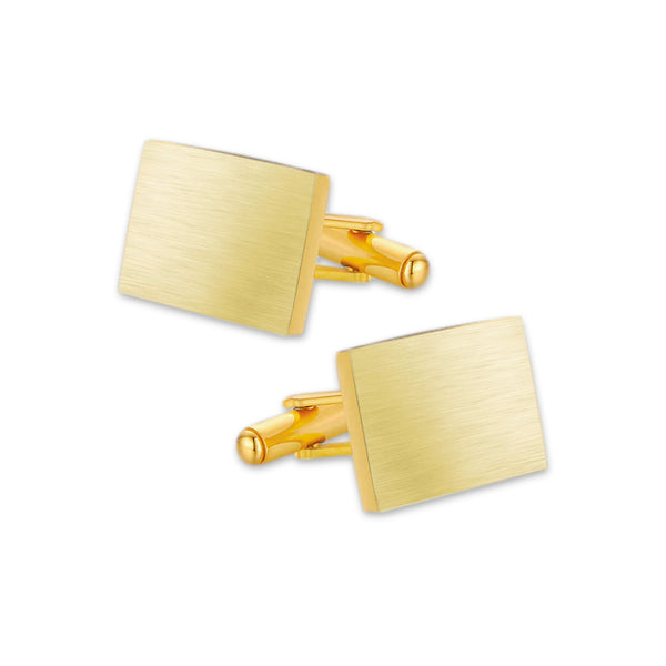 Manchetknopen Rechthoek Mat met Logogravure - Goudkleurig