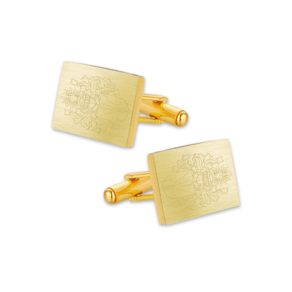 Manchetknopen Rechthoek Mat met uw Familiewapen gravure - Goudkleurig