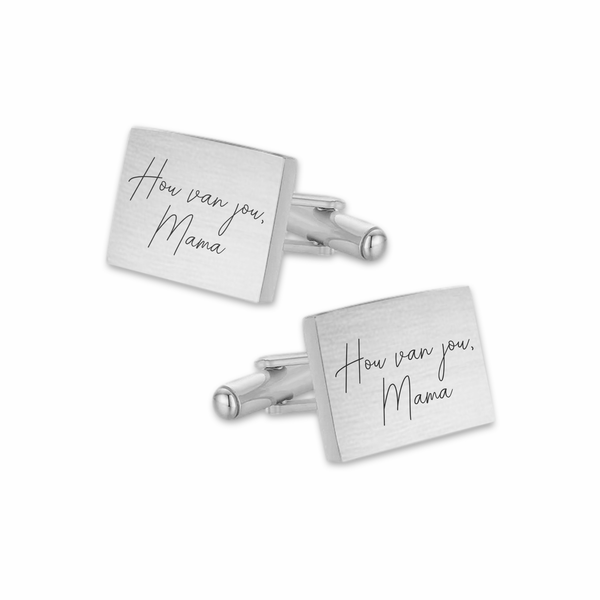 Manchetknopen Rechthoek Mat met gravure Handschrift - Zilverkleurig