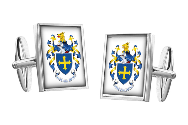 Manchetknopen Rechthoek met uw eigen Familiewapen - Zilverkleurig