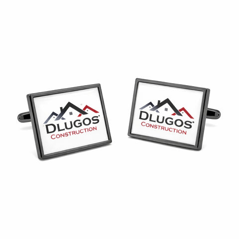Tijdelijk niet leverbaar - Manchetknopen met uw eigen Logo - Rechthoek Antraciet