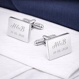 Rechthoekige Glanzende Manchetknopen met Persoonlijke Gravure