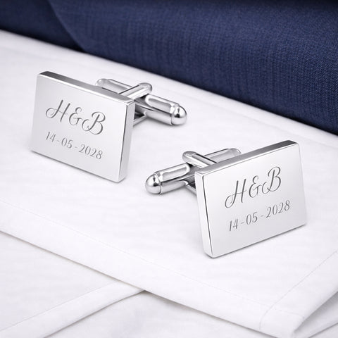 Rechthoekige Glanzende Manchetknopen met Persoonlijke Gravure