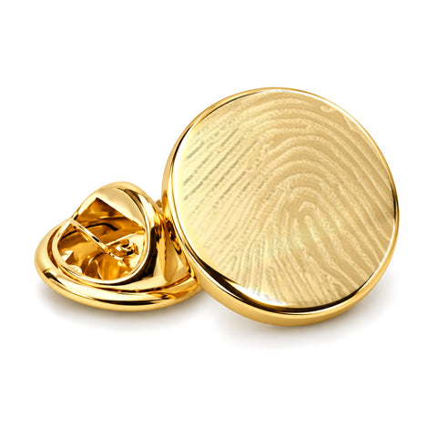 Revers Pin Rond Glans met Vingerafdrukgravure - Goudkleurig