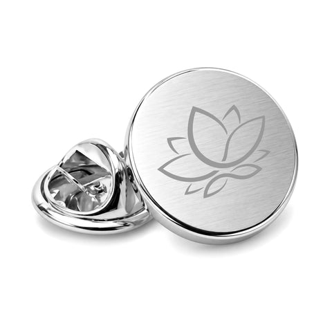 Revers Pin Mat Rond met Logogravure- Zilverkleurig