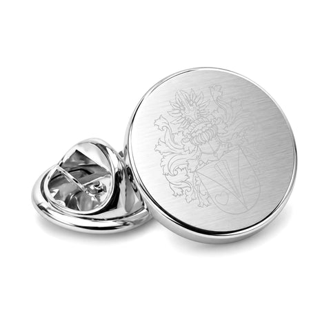 Revers Pin Mat Rond met uw Familiewapen gravure  - Zilverkleurig