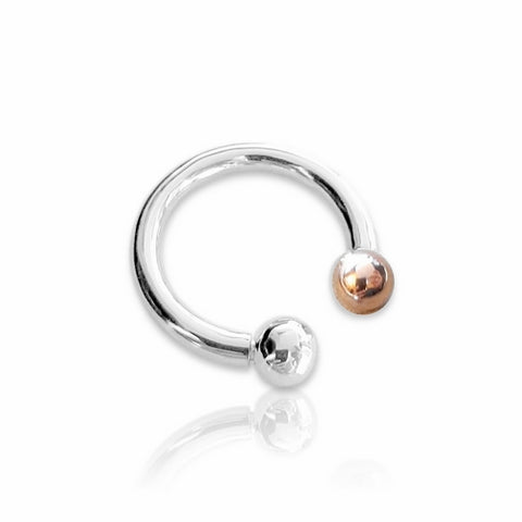 Zilveren Sleutelring rond met bolletjes - 925/1000 Zilver