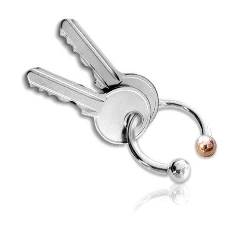 Zilveren Sleutelring rond met bolletjes - 925/1000 Zilver