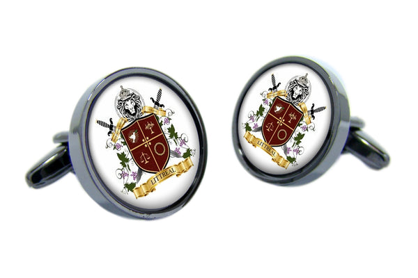 Manchetknopen Rond met uw eigen Familiewapen - Antraciet