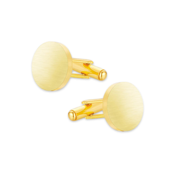 Manchetknopen Rond Mat met Logogravure - Goudkleurig