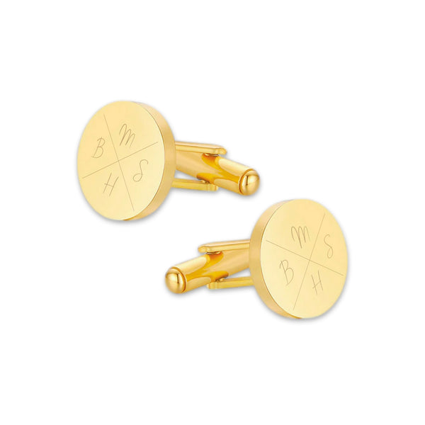 Manchetknopen Rond met Lettergravure Kruis - Goudkleurig
