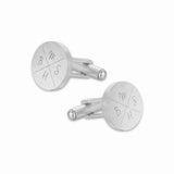 Manchetknopen Rond Mat met Lettergravure Kruis - Zilverkleurig