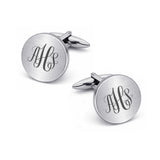 Manchetknopen Rond mat met Monogram gravure- Zilverkleurig