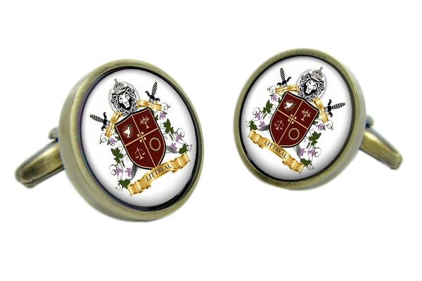 Manchetknopen Rond met uw eigen Familiewapen - Donker Goudkleurig