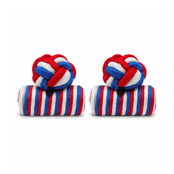 Stoffen Manchetknopen Cilinder – Rood, Wit & Blauw