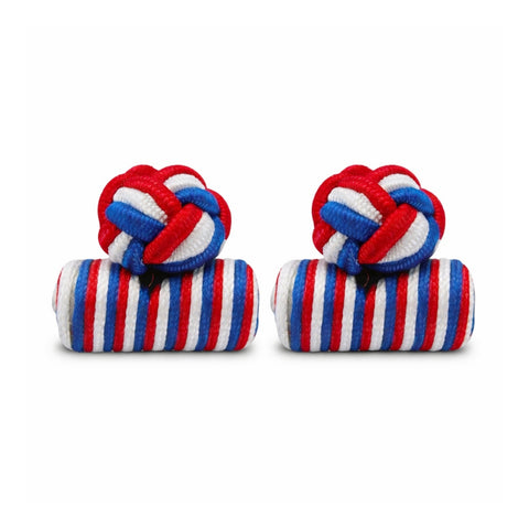 Stoffen Manchetknopen Cilinder – Rood, Wit & Blauw