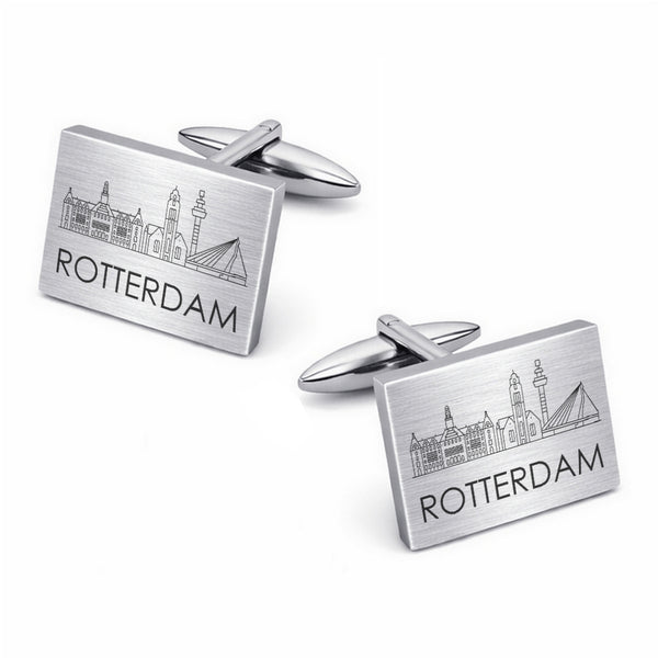 Rotterdam Skyline Manchtknopen Zilver Mat - Imposant en stoer