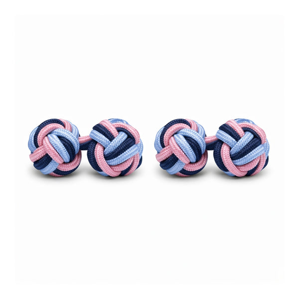 Bachelor Knots Manchetknopen – Donkerblauw, Lichtblauw & Roze