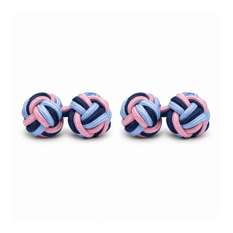 Bachelor Knots Manchetknopen – Donkerblauw, Lichtblauw & Roze