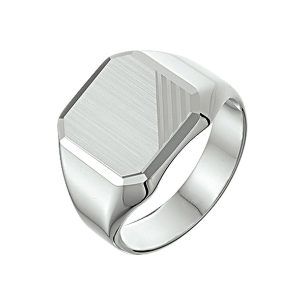 Zegelring rechthoek 14,5 x 14 mm - 925/1000 Zilver - maat 18