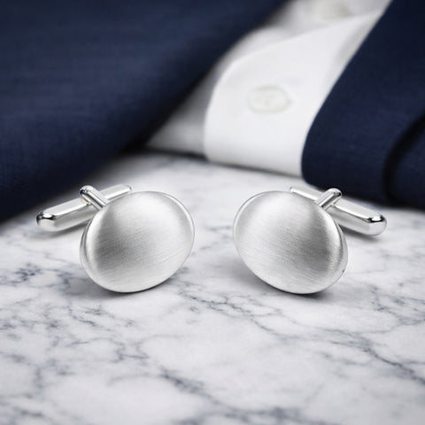 Zilveren manchetknopen ovaal gebold – sterling zilver