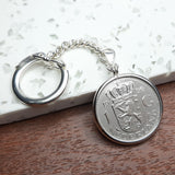 Zilveren sleutelhanger met Nederlandse Gulden 1968