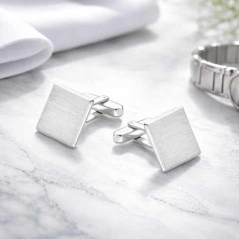Zilveren Manchetknopen Vierkant gematteerd - Sterling Zilver