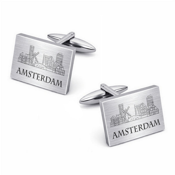 Amsterdam Skyline Manchtknopen Zilver Mat - Imposant en stoer