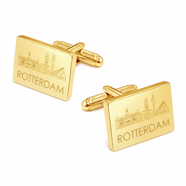 Rotterdam Skyline Manchtknopen Goud Glans - Imposant en stoer